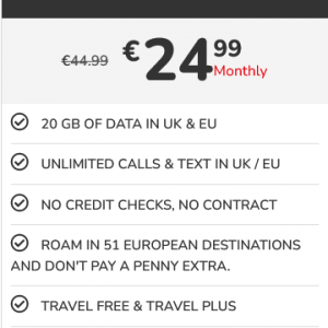 20 GB DATA  UK/EU