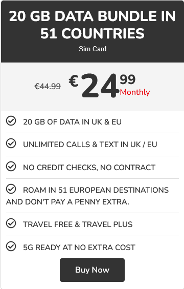 20 GB Data Bundle In 51 Countries