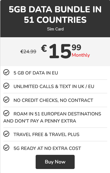 5GB Data Bundle In 51 Countries